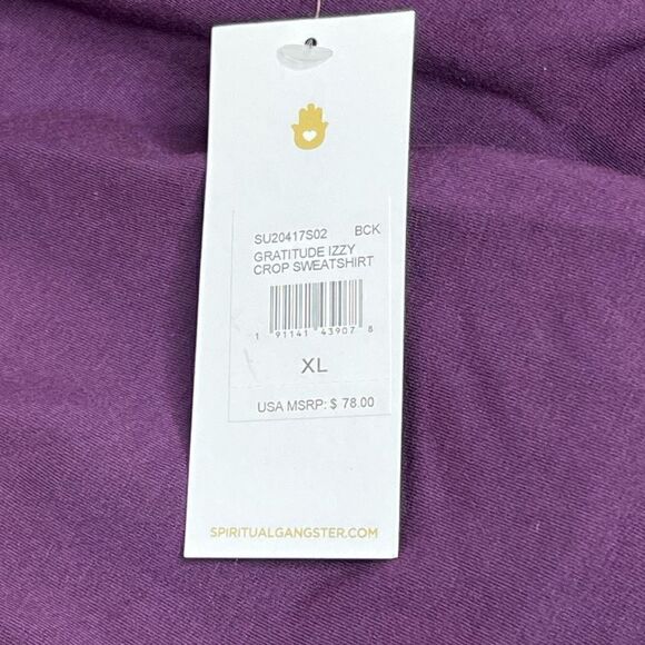 Spiritual Gangster NWT purple Izzy gratitude graphic cropped sweatshirt size XL - Picture 13 of 15